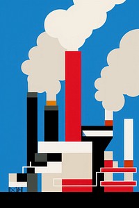 Grid illustration representing of Smokestacks smoke architecture clapperboard.