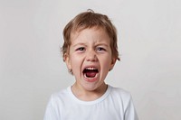 Kid boy crying and fear to go dental shouting person human.