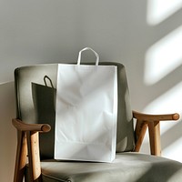 Blank white shopping bag chair accessories furniture.