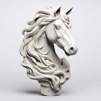 Marble horse head sculpture porcelain figurine pottery.