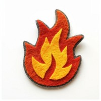 Felt stickers of a single fire symbol applique pattern.