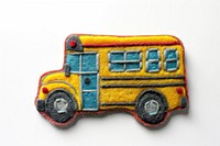 Felt stickers of a single school bus transportation clapperboard vehicle.