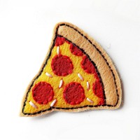 Felt stickers of a single slice pizza accessories accessory applique.