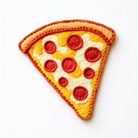 Felt stickers of a single slice pizza applique pattern cushion.