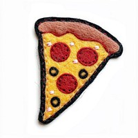 Felt stickers of a single slice pizza applique football pattern.