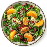 Mandarine Pomegranate Spinach Salad with Poppy Seed Dressing pomegranate produce plate.