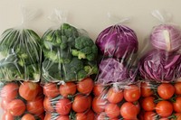 Vegetables in net bags broccoli produce plant.