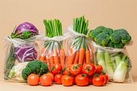 Vegetables in bags produce plant food.