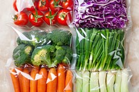 Vegetables in bags produce plant food.