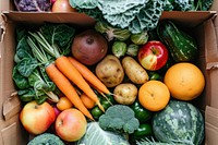 Cardboard box vegetable produce fruit.