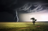 A powerful tornado landscape lightning nature.