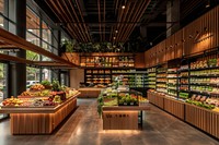 An interior design of the modern and sustainable grocery store transportation supermarket automobile.