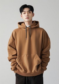 Blank brown sport wear mockup apparel sweatshirt clothing.