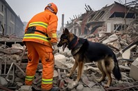 Rescue work human dog animal.