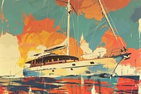 Yacht transportation sailboat painting.