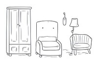 Furniture sketch illustrated cupboard.