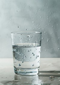 Glass and mini raining beverage water drink.