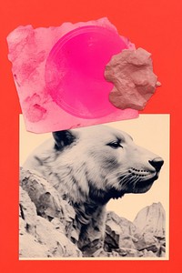Mixed media collage art represent of traditional chinese cultural animal canine mammal.