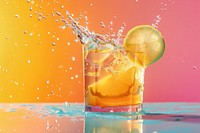 Splash lemon cocktail beverage lemonade alcohol.