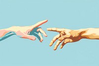 Two hands reaching towards each other finger person human.