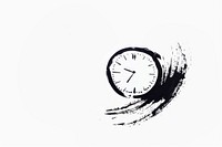 Clock Japanese minimal art illustrated drawing.