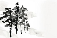 Forest Japanese minimal art illustrated silhouette.