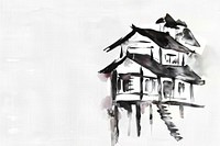 House Japanese minimal art illustrated drawing.