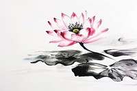 Water lily Japanese minimal painting art illustrated.