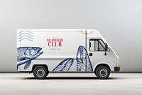 Food delivery truck mockup psd