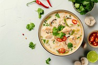 Tom kha gai cilantro plate food.