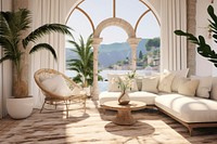 Mediterranean style living room architecture furniture building.