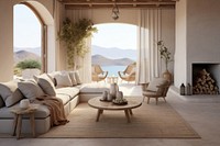 Mediterranean style living room architecture furniture building.