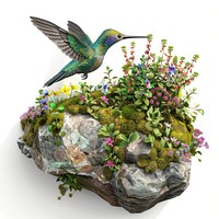 Hummingbird flower blossom pottery.