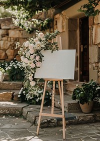 A white wedding sign flower furniture blossom.