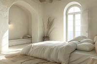A modern bedroom furniture cushion indoors.
