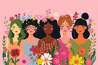 Healthy diverse women art illustrated graphics.