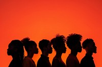 Silhouette profile group of men and women of diverse culture silhouette people female.