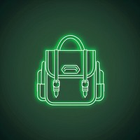 Back pack icon green neon light.