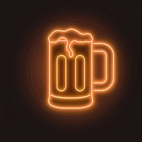 Beer icon neon lighting logo.