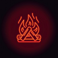 Bonfire icon neon light logo.