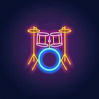 Drum icon neon light.