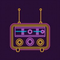 Radio icon neon purple light.