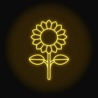 Sunflower icon neon astronomy lighting.