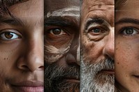 Human face made from different portrait of men and women of diverse age and race human photo photography.