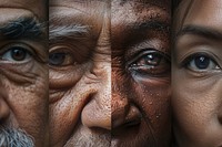 Human face made from different portrait of men and women of diverse age and race human photo photography.