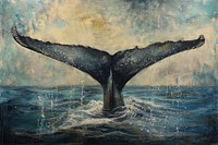 Seascape with Whale tail whale painting animal.