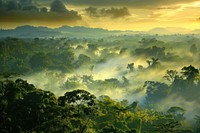 Amazon jungle landscape rainforest vegetation.