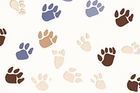 Colored paw print background footprint white board.