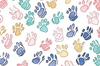 Colored paw print background white board.