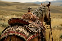 Horse Saddle in the Wyoming Mountainsides saddle horse recreation.